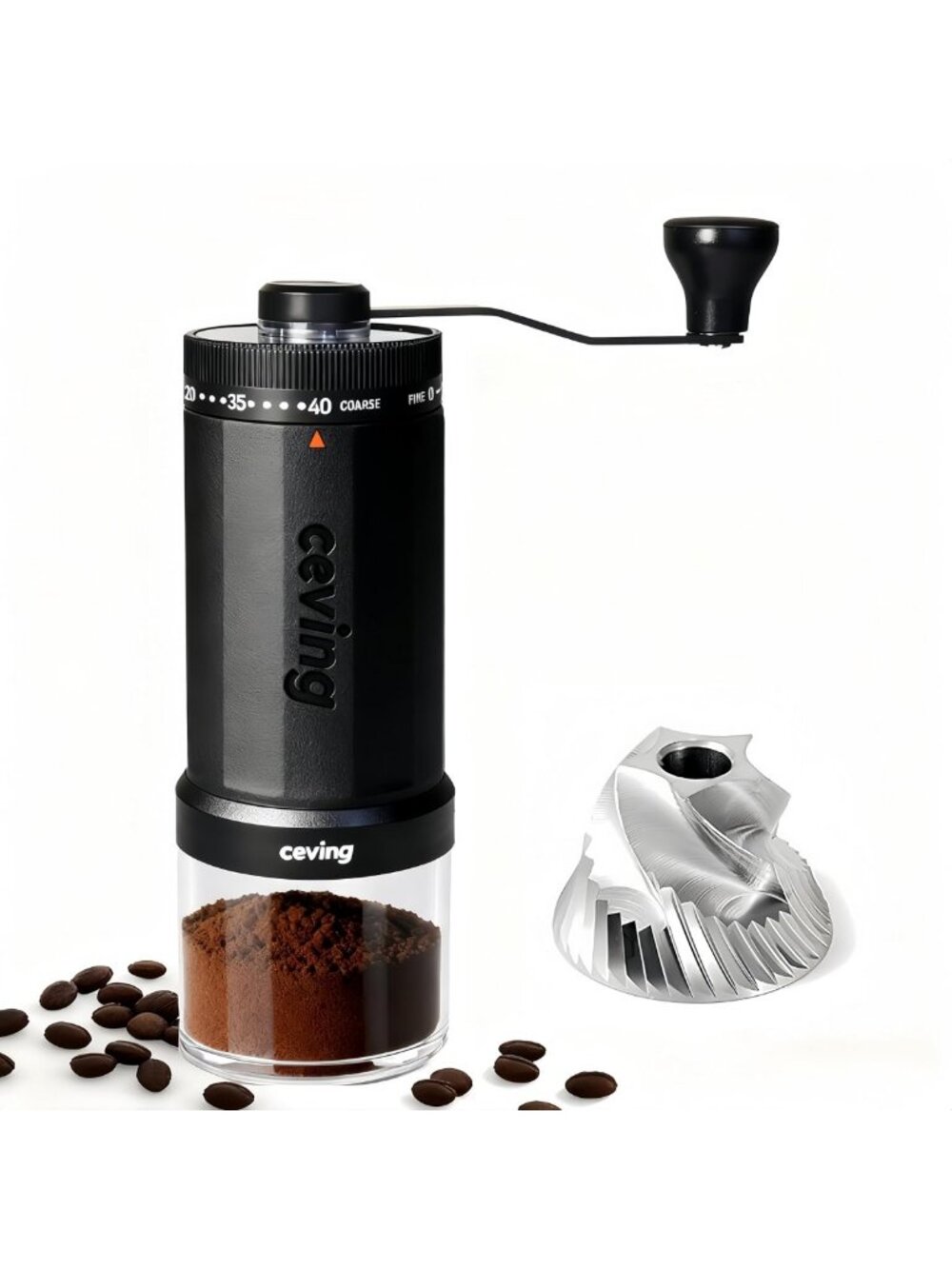 Large Capacity Manual Coffee Grinder - 60g, Adjustable Grind Settings, Sleek